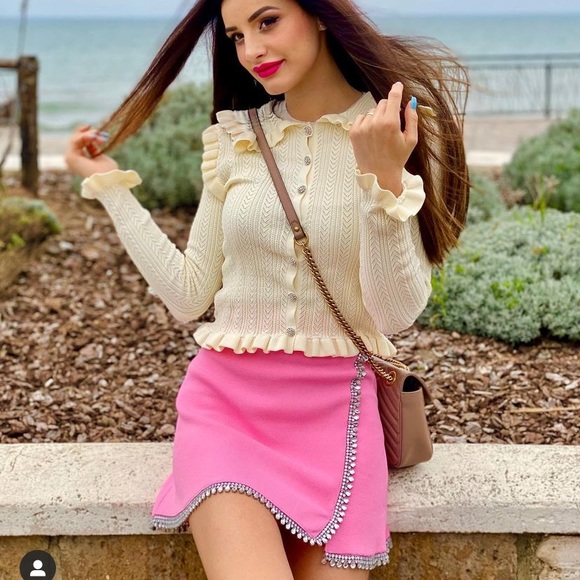 GORGEOUS ZARA NWT Appliqué Jewel Knit Skirt - Picture 12 of 16